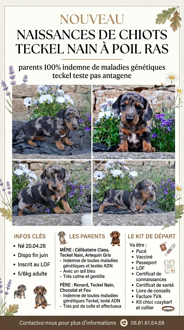 Chiot Teckel poil ras Rosemary Marvin